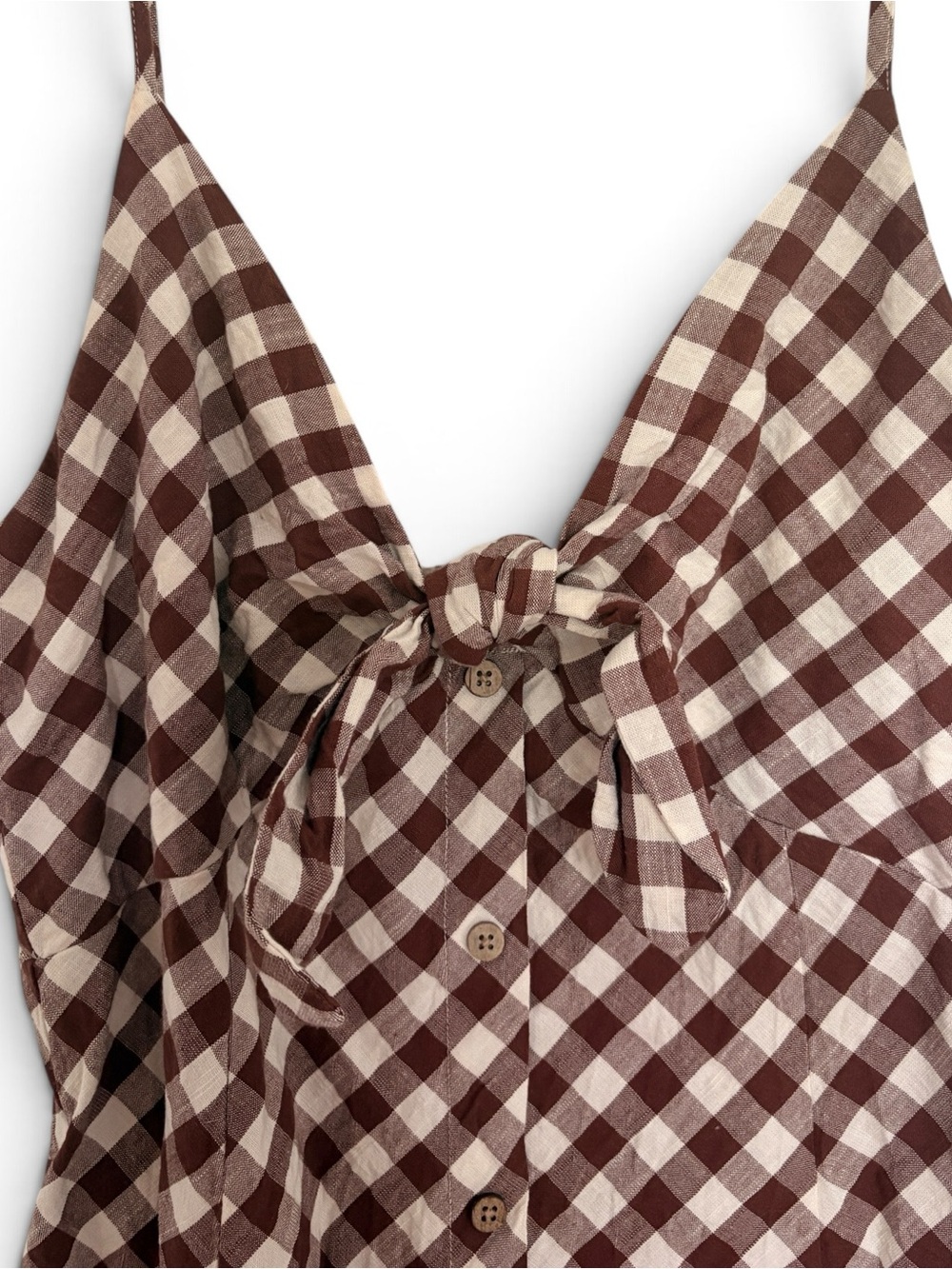 A New Day - Women’s Brown Gingham Cotton Maxi Dress 💕 - Picture 4 of 6